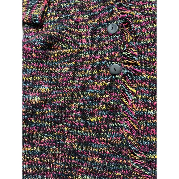 Chico’s Multicolor Knit Fringe Sweater Tunic Women’s Size 1 Long Sleeve Cozy - Picture 2 of 8